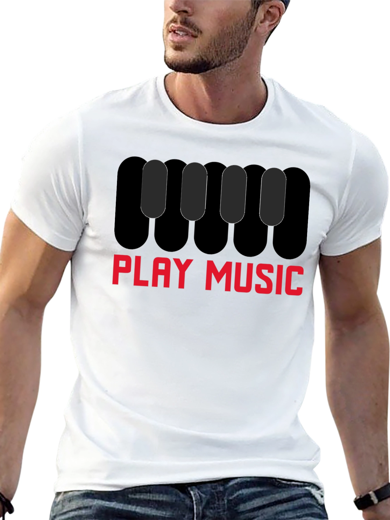 Play Music Graphic Tee - Black Cotton Shirt