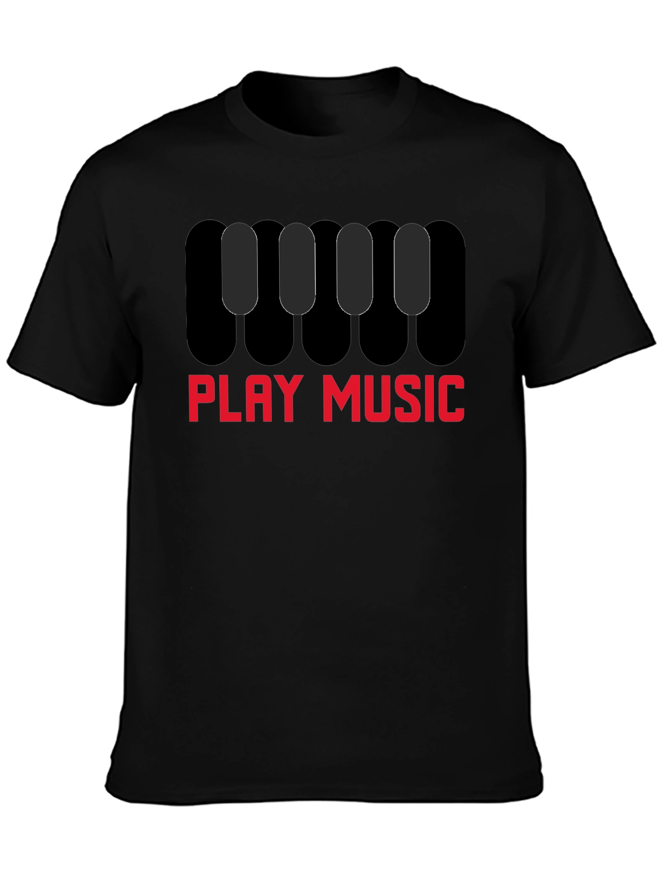 Play Music Graphic Tee - Black Cotton Shirt