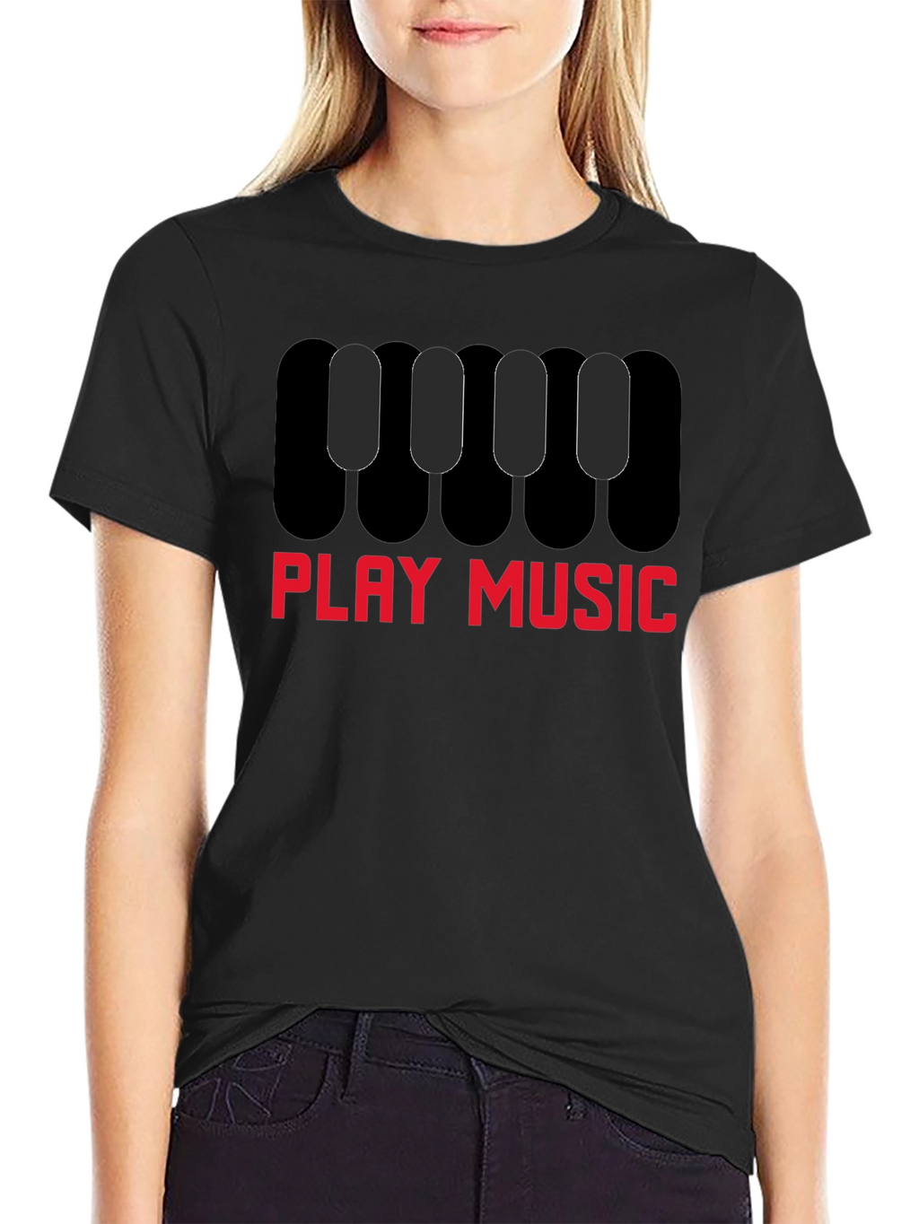 Play Music Graphic Tee - Black Cotton Shirt