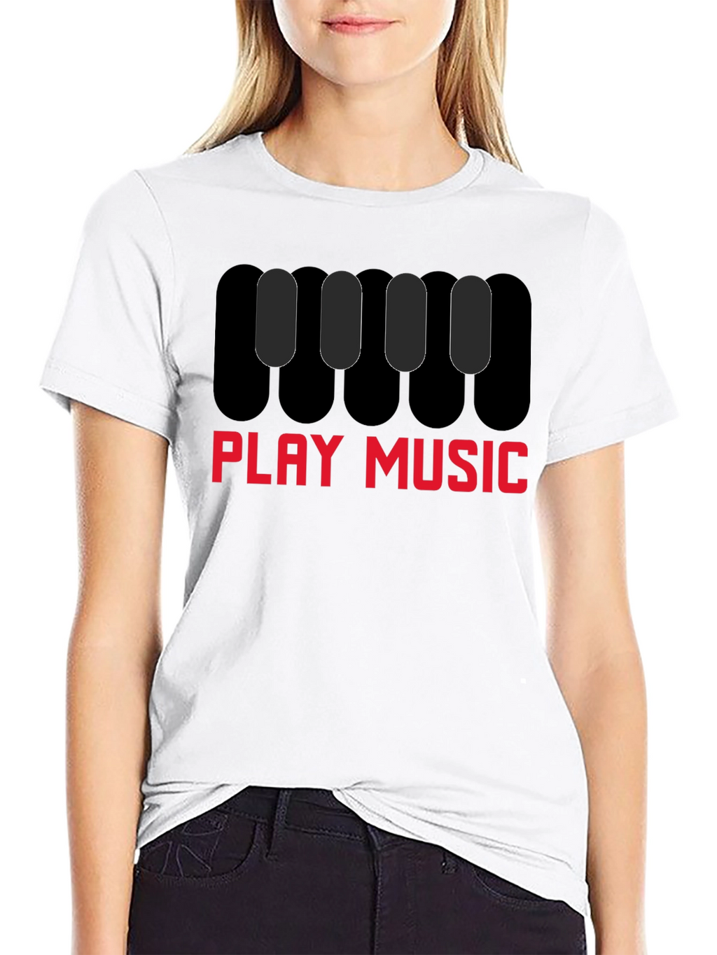 Play Music Graphic Tee - Black Cotton Shirt