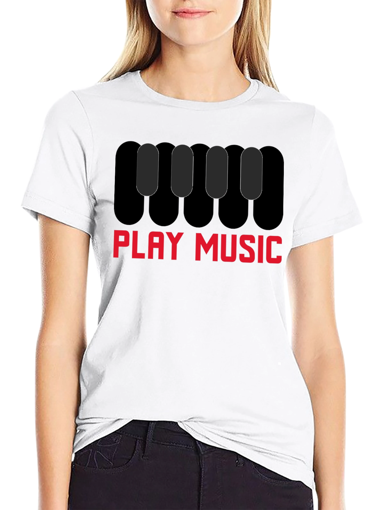 Play Music Graphic Tee - Black Cotton Shirt
