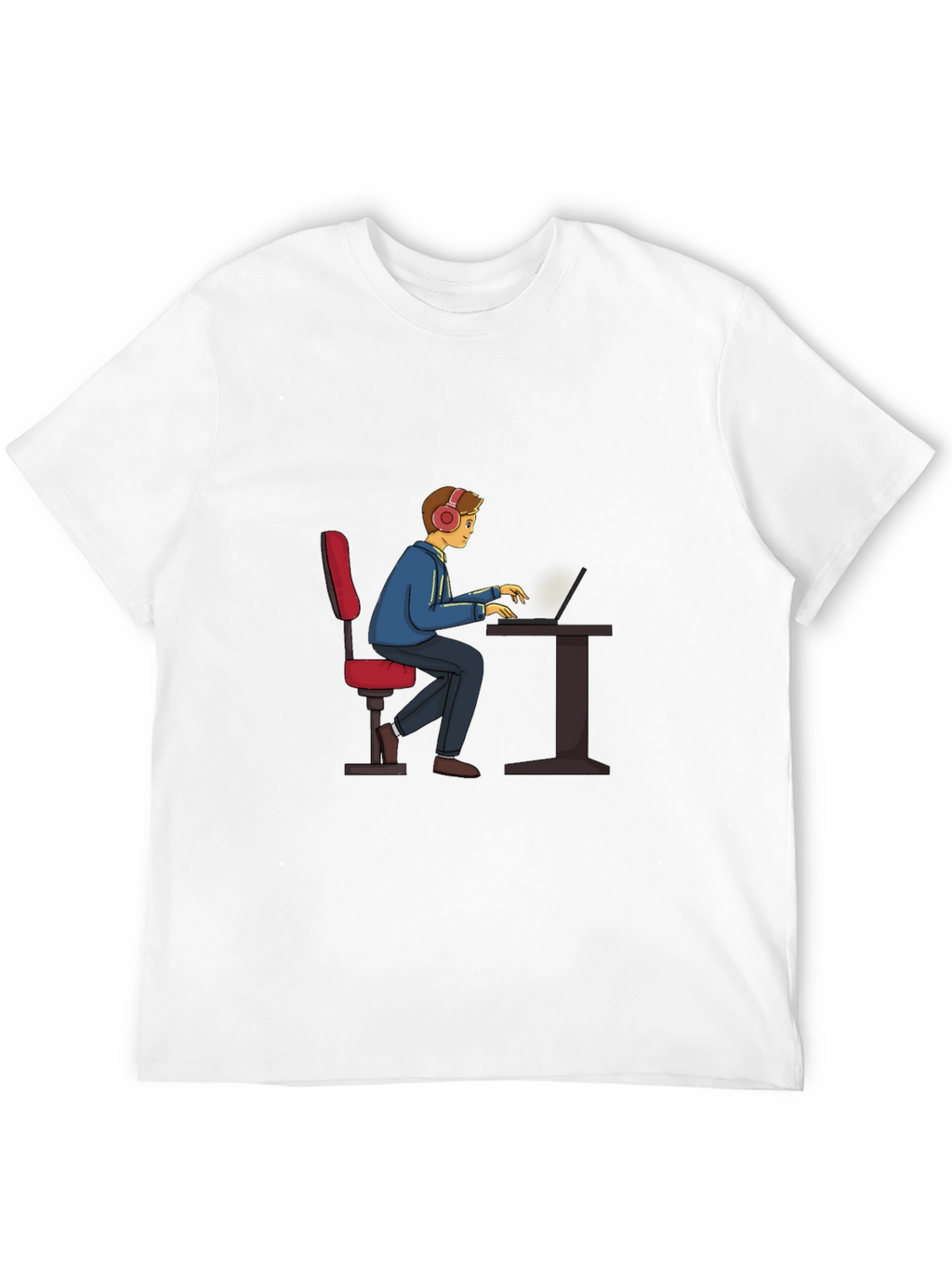 Gamer Cartoon Graphic Tee - Black Cotton T-Shirt