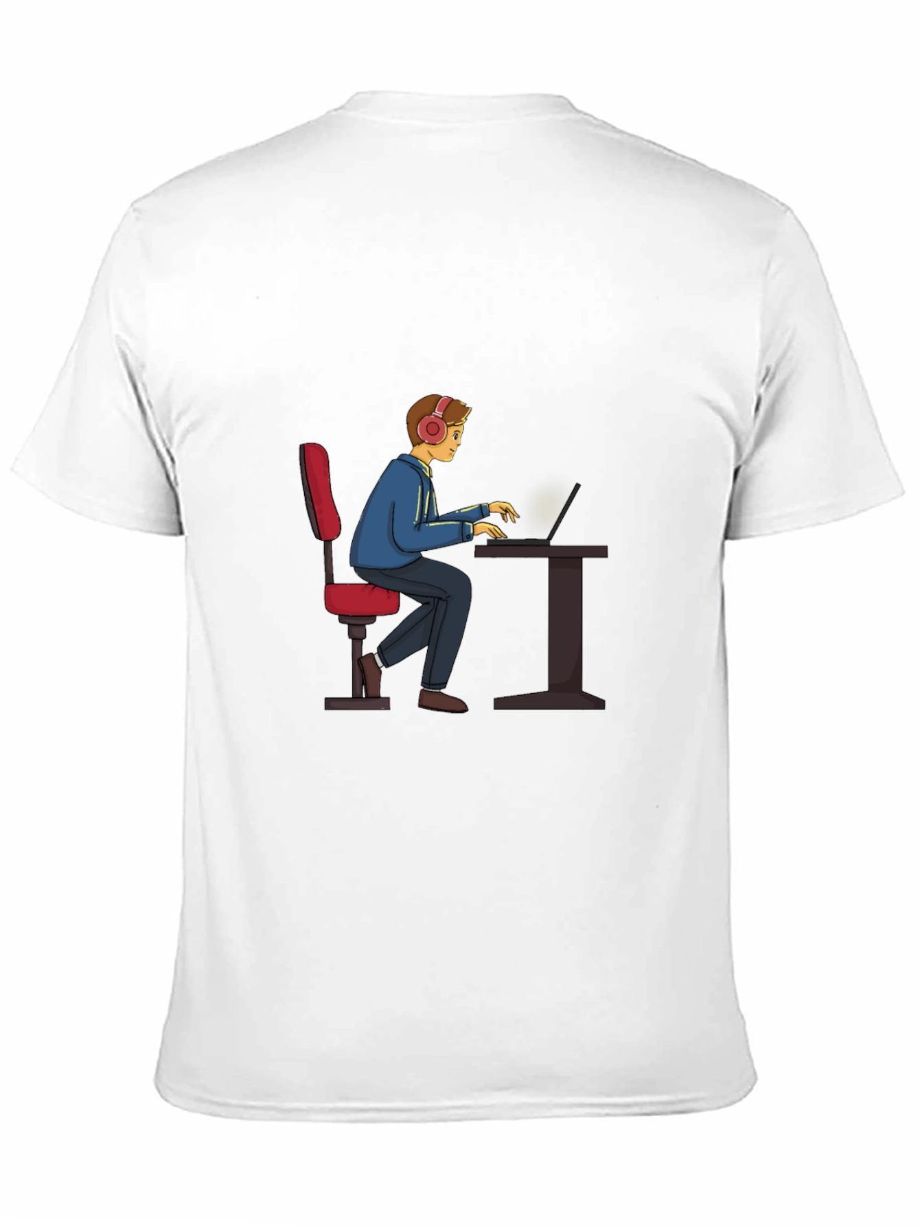 Gamer Cartoon Graphic Tee - Black Cotton T-Shirt