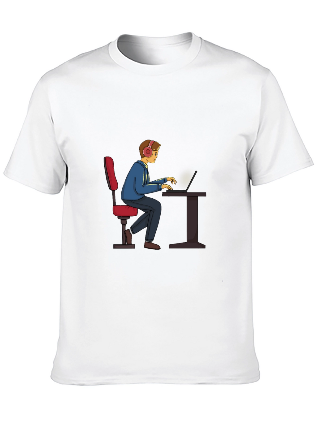 Gamer Cartoon Graphic Tee - Black Cotton T-Shirt