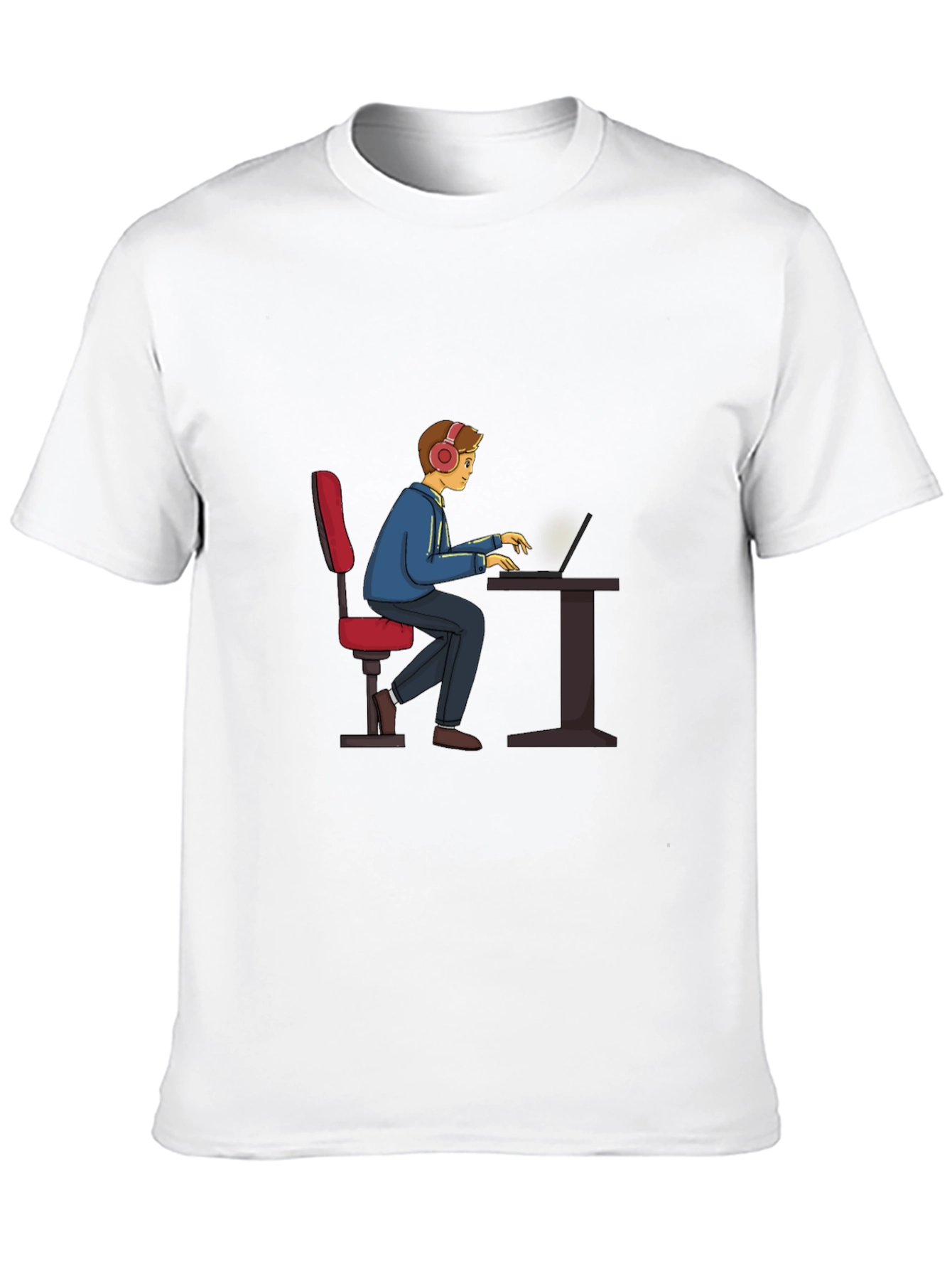 Gamer Cartoon Graphic Tee - Black Cotton T-Shirt