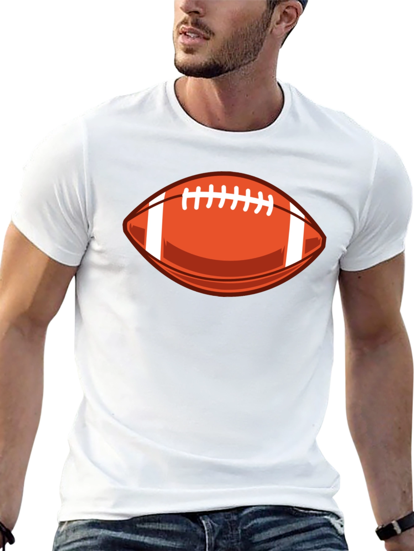 Football Graphic Tee - Black Cotton T-Shirt