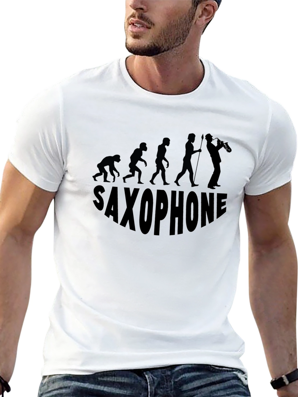 Saxophone Evolution Black T-Shirt
