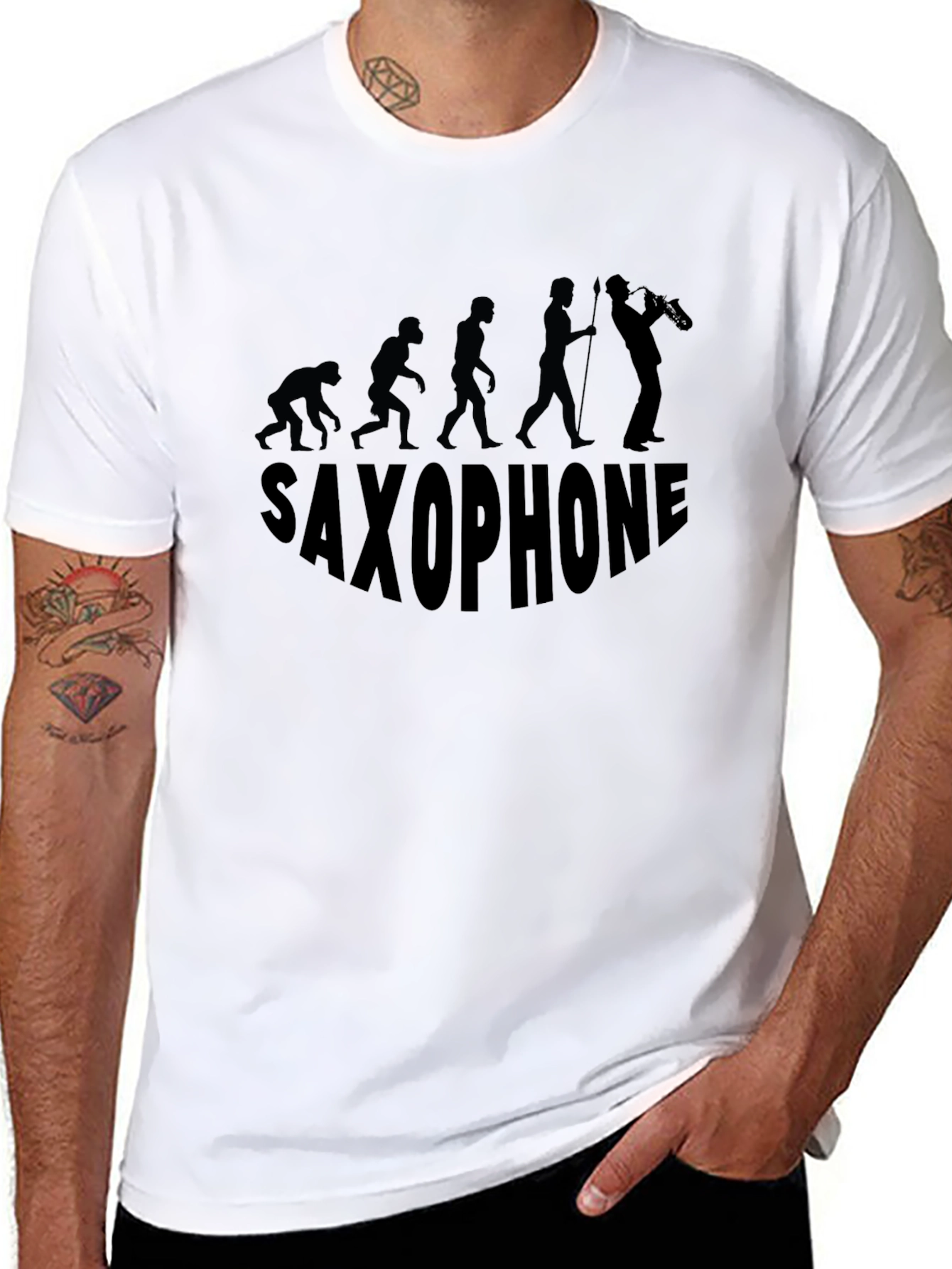 Saxophone Evolution Black T-Shirt