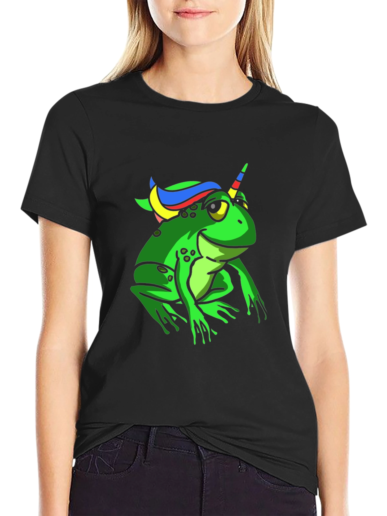 Unicorn Frog T-Shirt - Black Cotton Tee