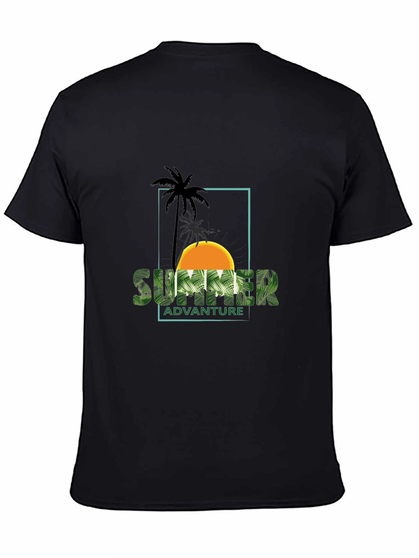 Summer Adventure Palm Graphic Black T-Shirt