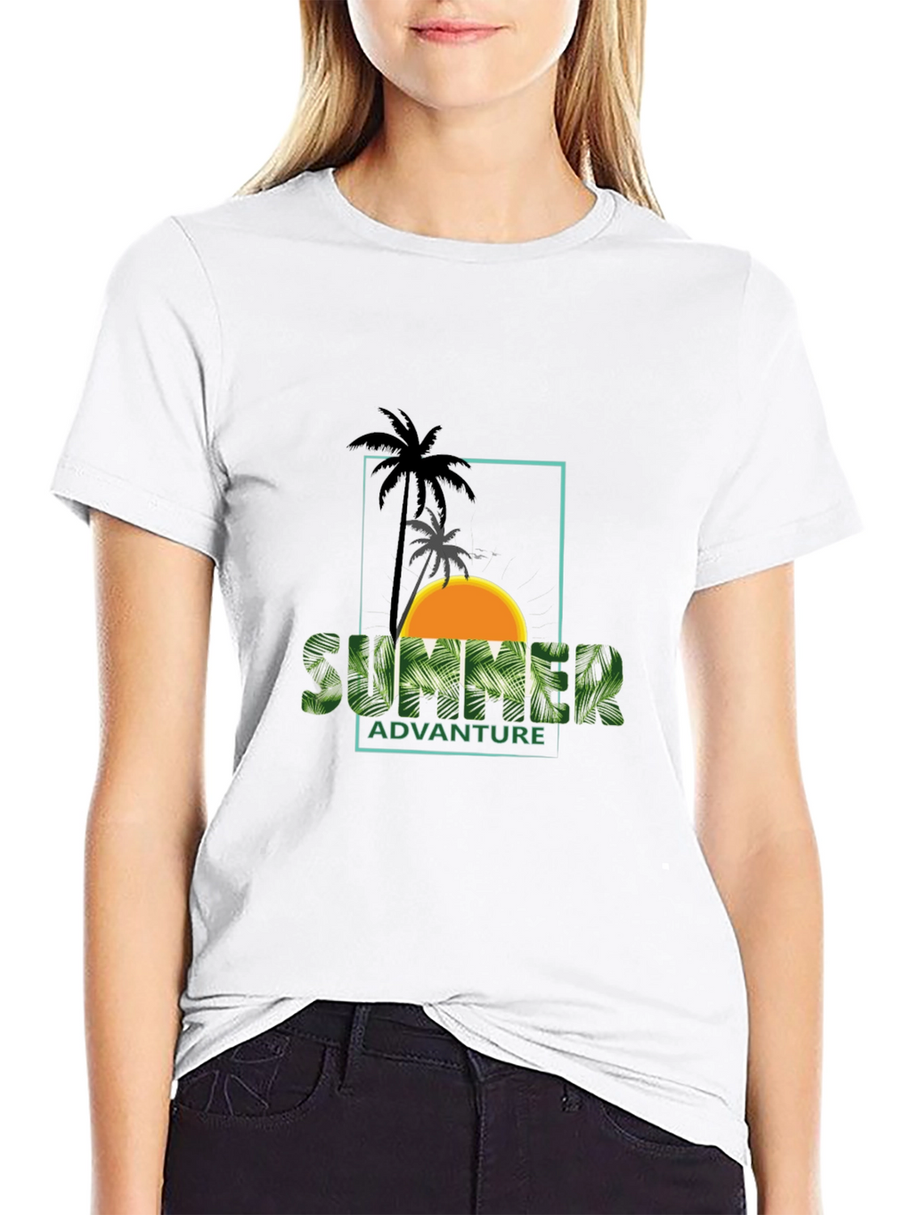 Summer Adventure Palm Graphic Black T-Shirt