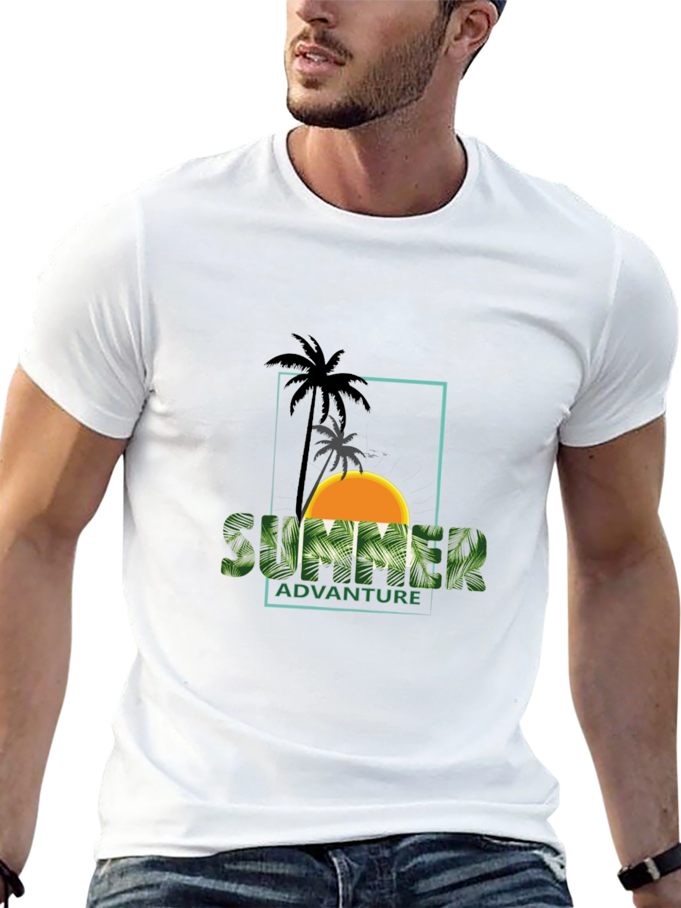 Summer Adventure Palm Graphic Black T-Shirt