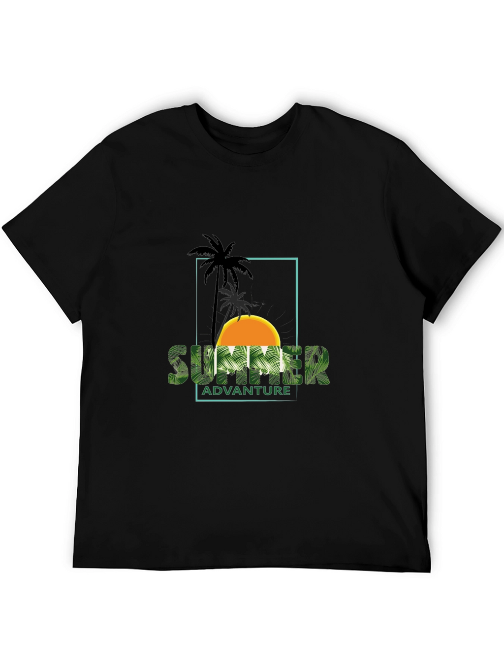 Summer Adventure Palm Graphic Black T-Shirt