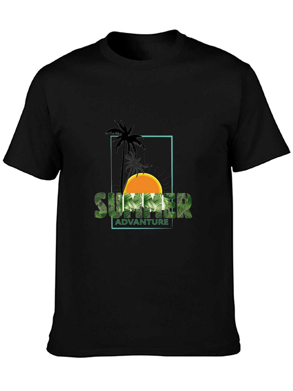 Summer Adventure Palm Graphic Black T-Shirt