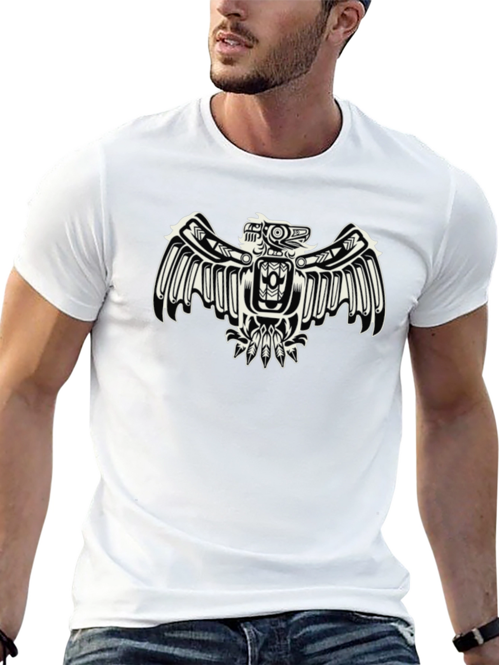 Native American Thunderbird Graphic Black T-Shirt
