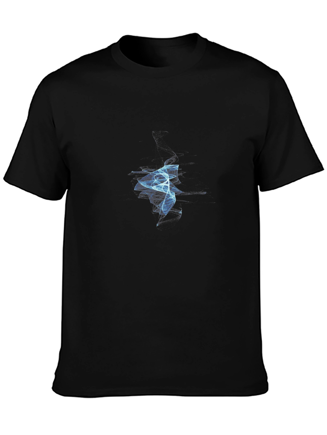 Abstract Blue Flame Graphic Black T-Shirt