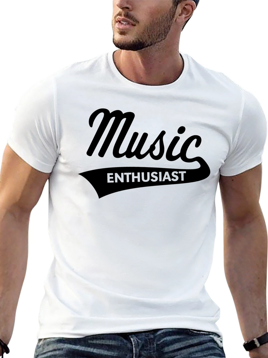 Music Enthusiast Black Graphic Tee - Soft Cotton Blend