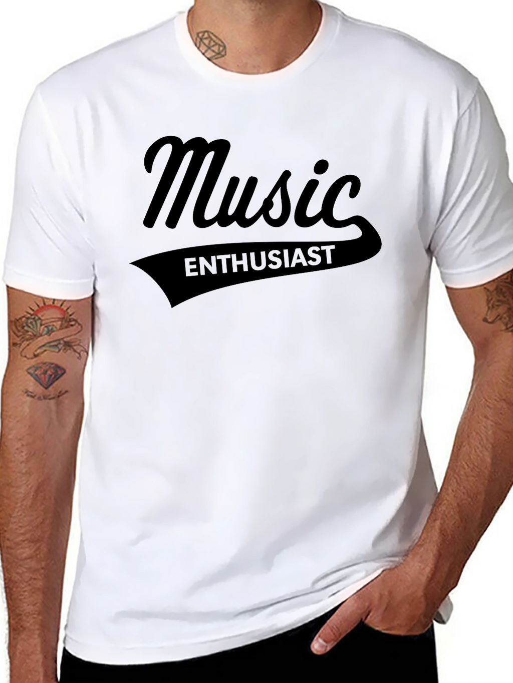 Music Enthusiast Black Graphic Tee - Soft Cotton Blend