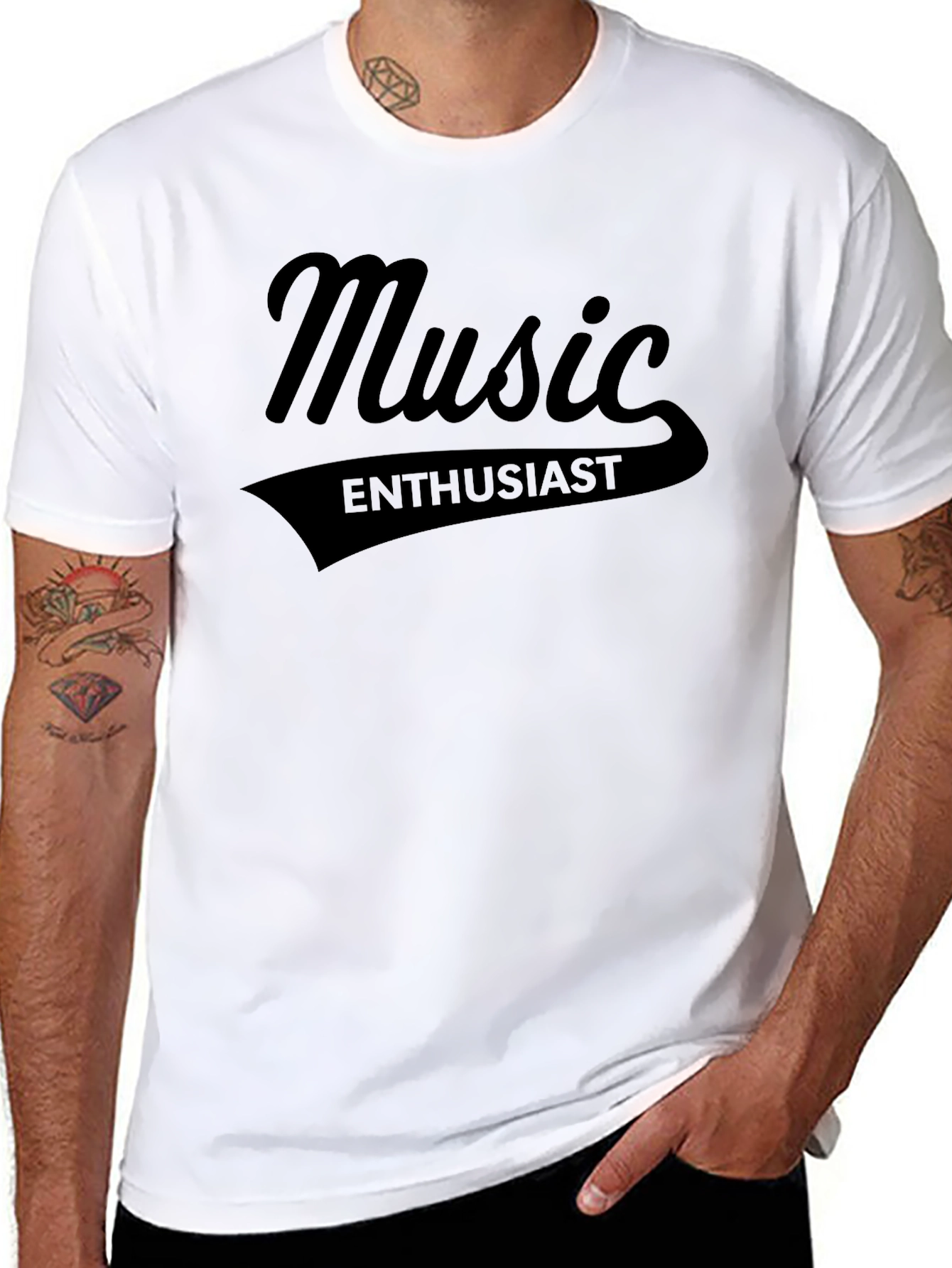 Music Enthusiast Black Graphic Tee - Soft Cotton Blend
