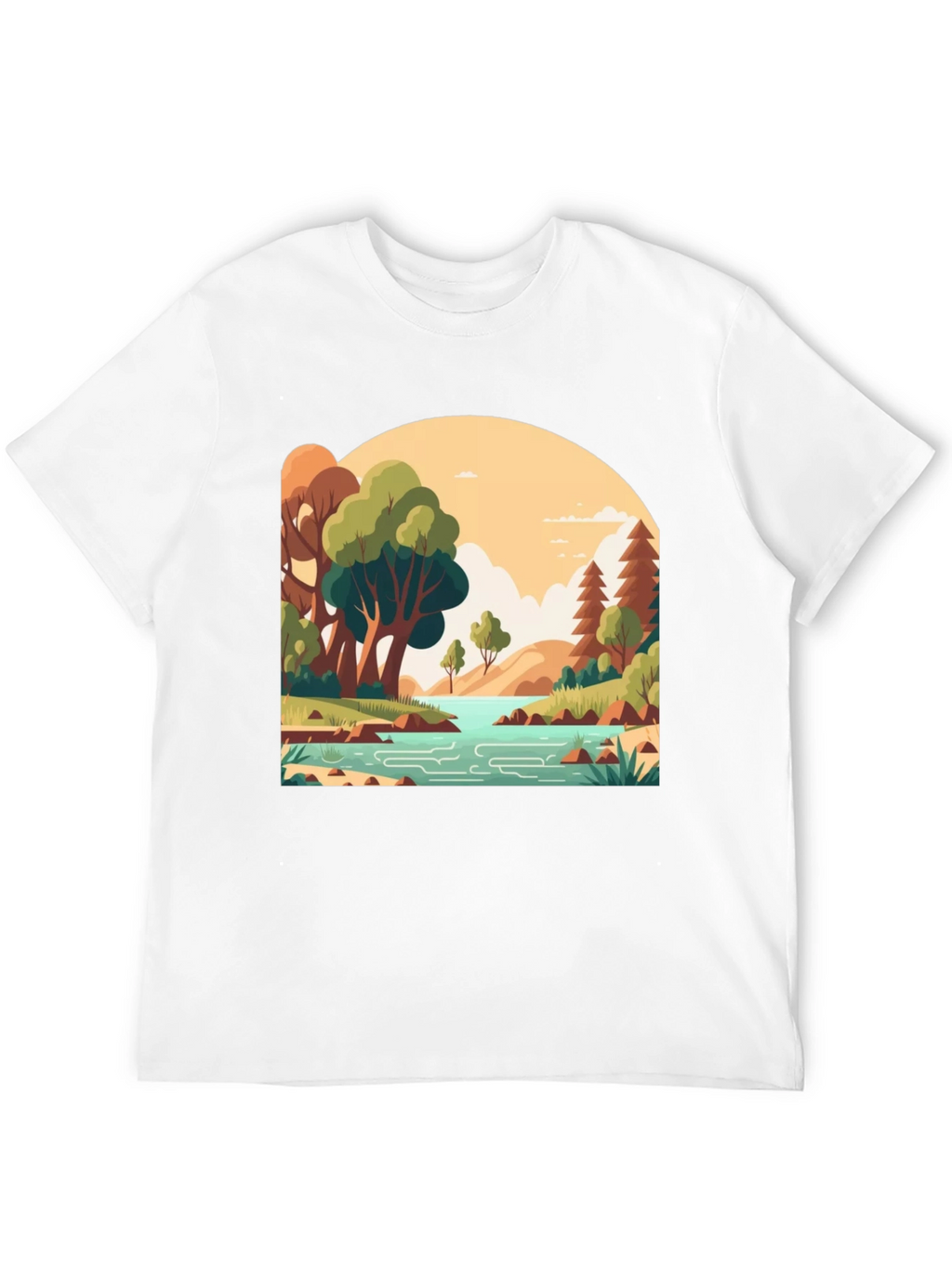 Nature Landscape Graphic Tee - Stylish Black T-Shirt