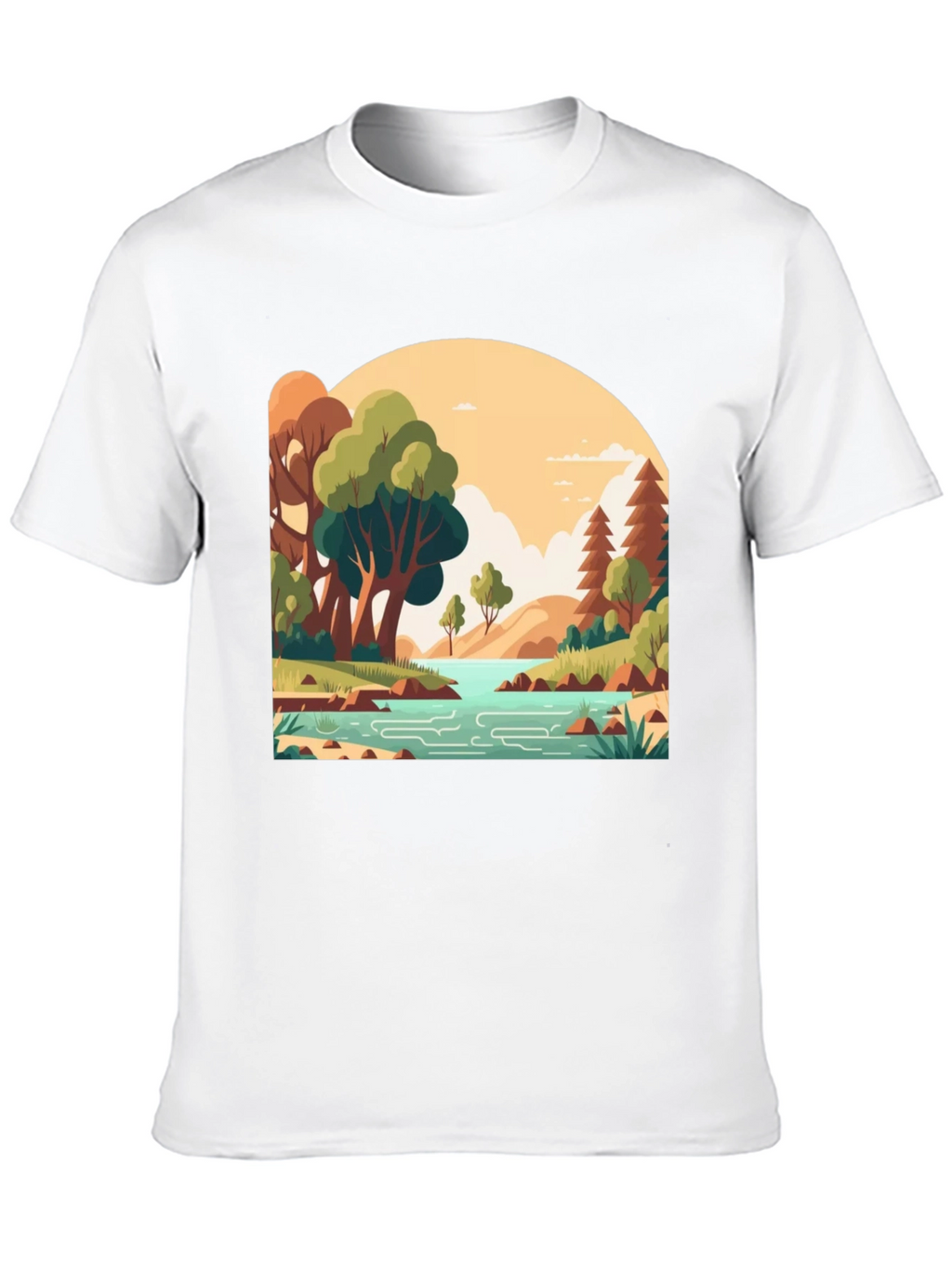 Nature Landscape Graphic Tee - Stylish Black T-Shirt
