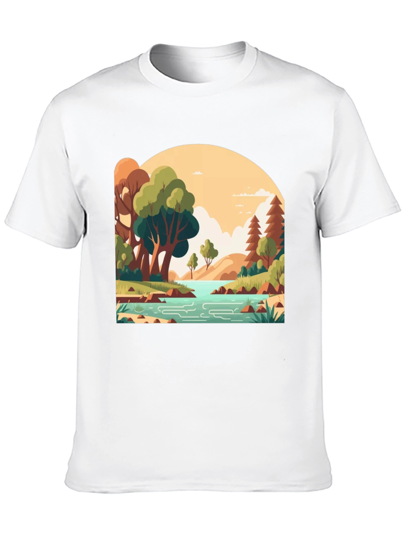 Nature Landscape Graphic Tee - Stylish Black T-Shirt