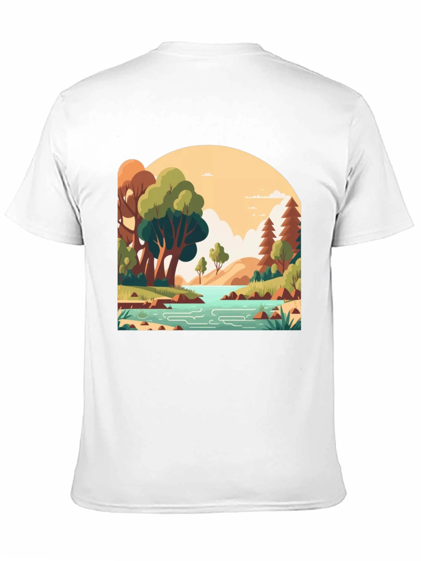 Nature Landscape Graphic Tee - Stylish Black T-Shirt