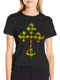 Rasta Cross Graphic Black T-Shirt