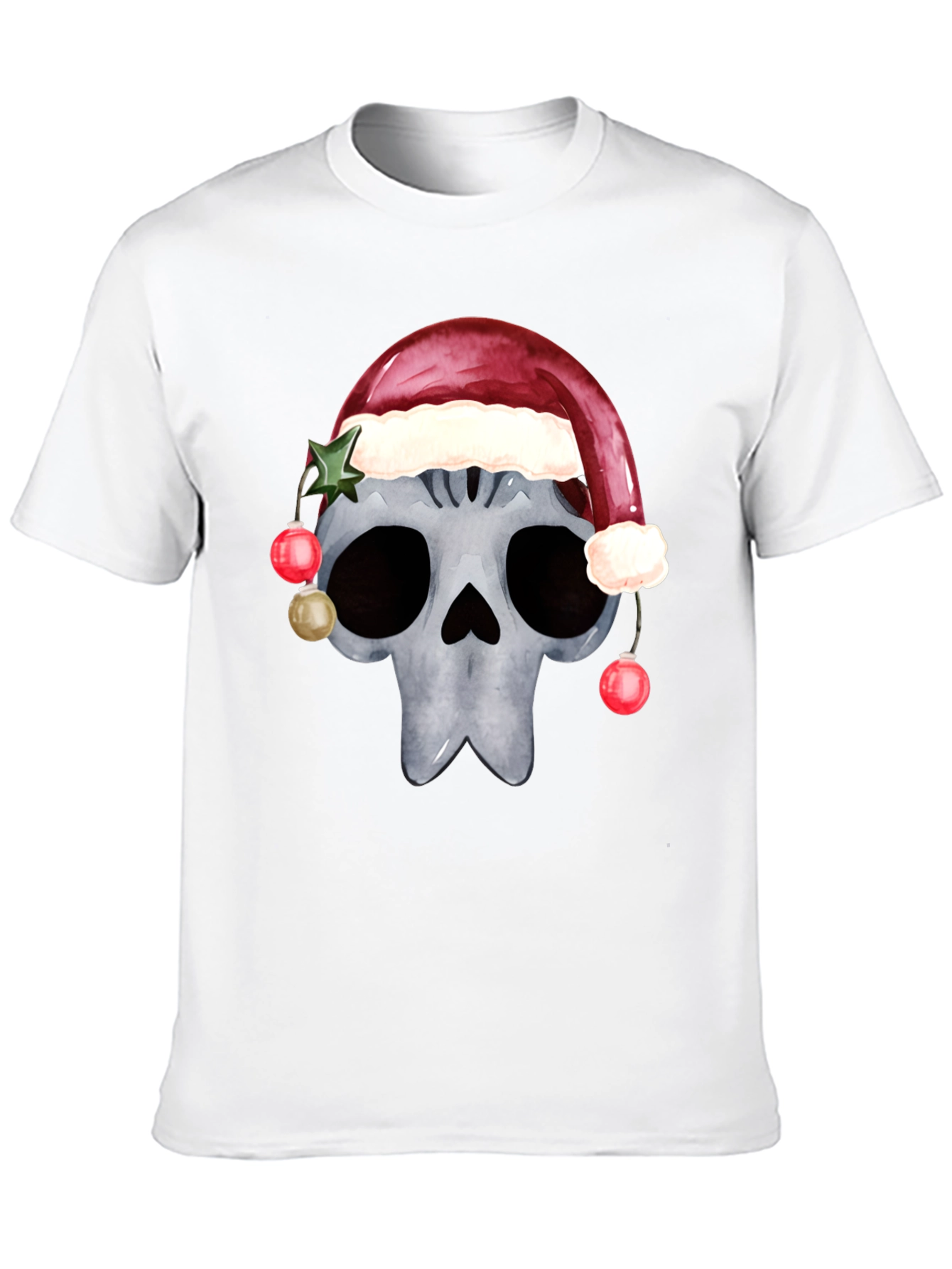 Skull with Santa Hat Christmas T-Shirt