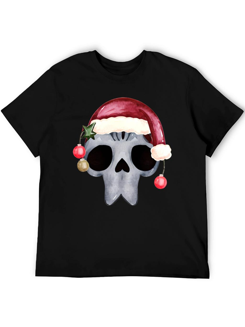 Skull with Santa Hat Christmas T-Shirt