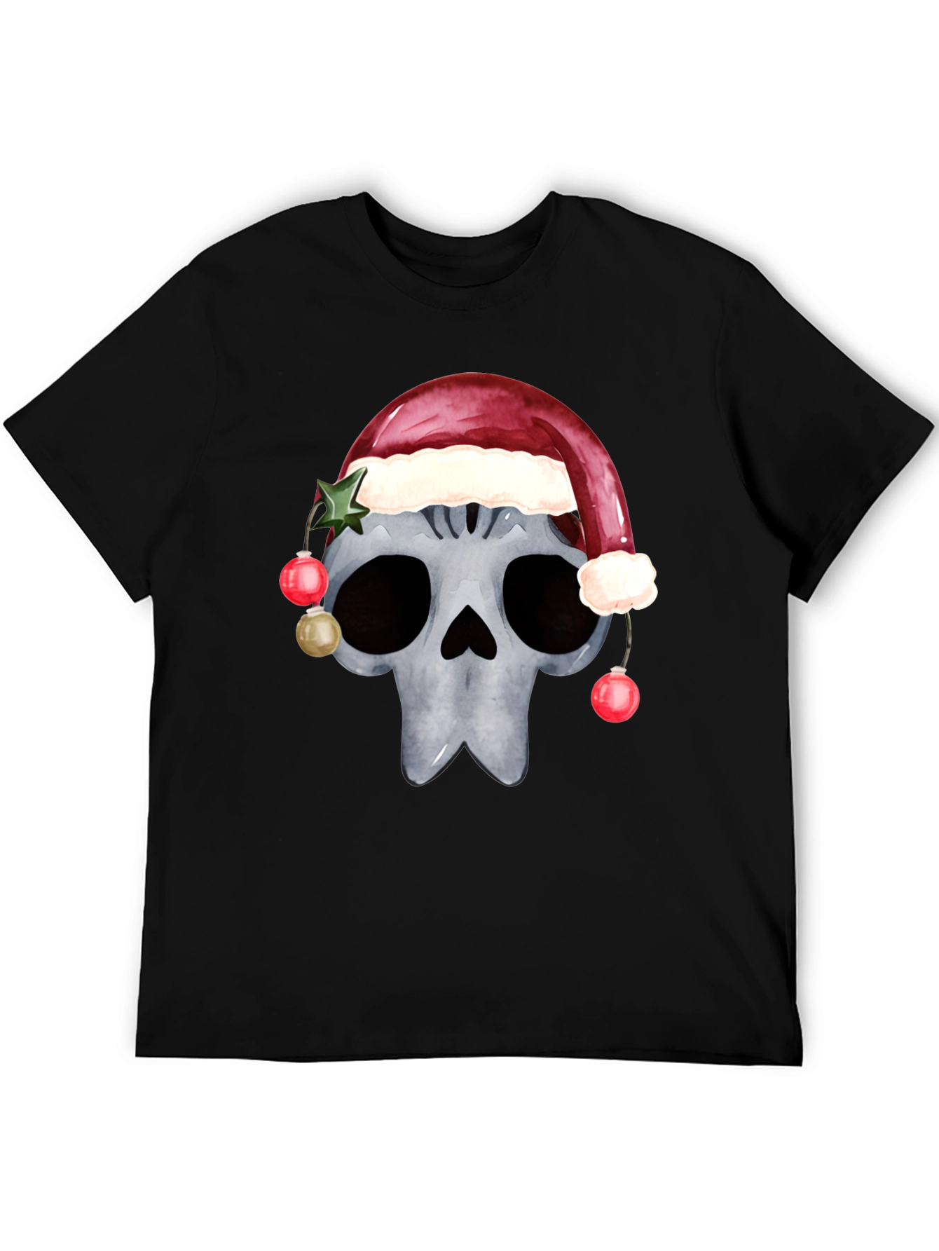 Skull with Santa Hat Christmas T-Shirt