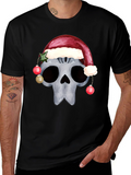Skull with Santa Hat Christmas T-Shirt
