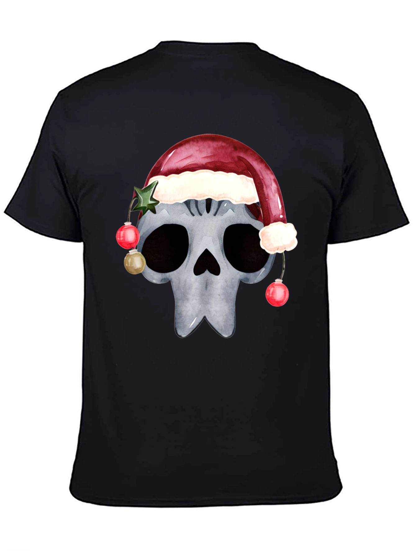 Skull with Santa Hat Christmas T-Shirt