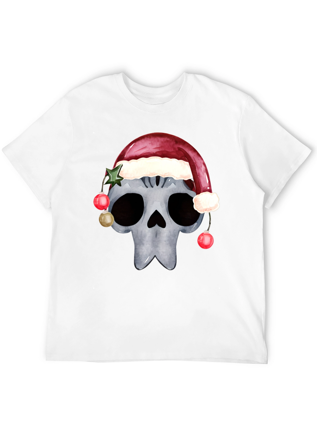 Skull with Santa Hat Christmas T-Shirt