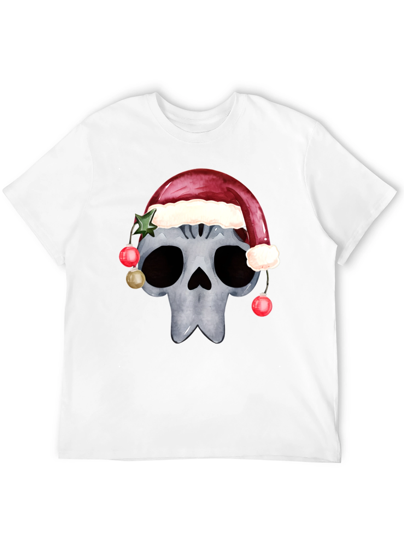 Skull with Santa Hat Christmas T-Shirt