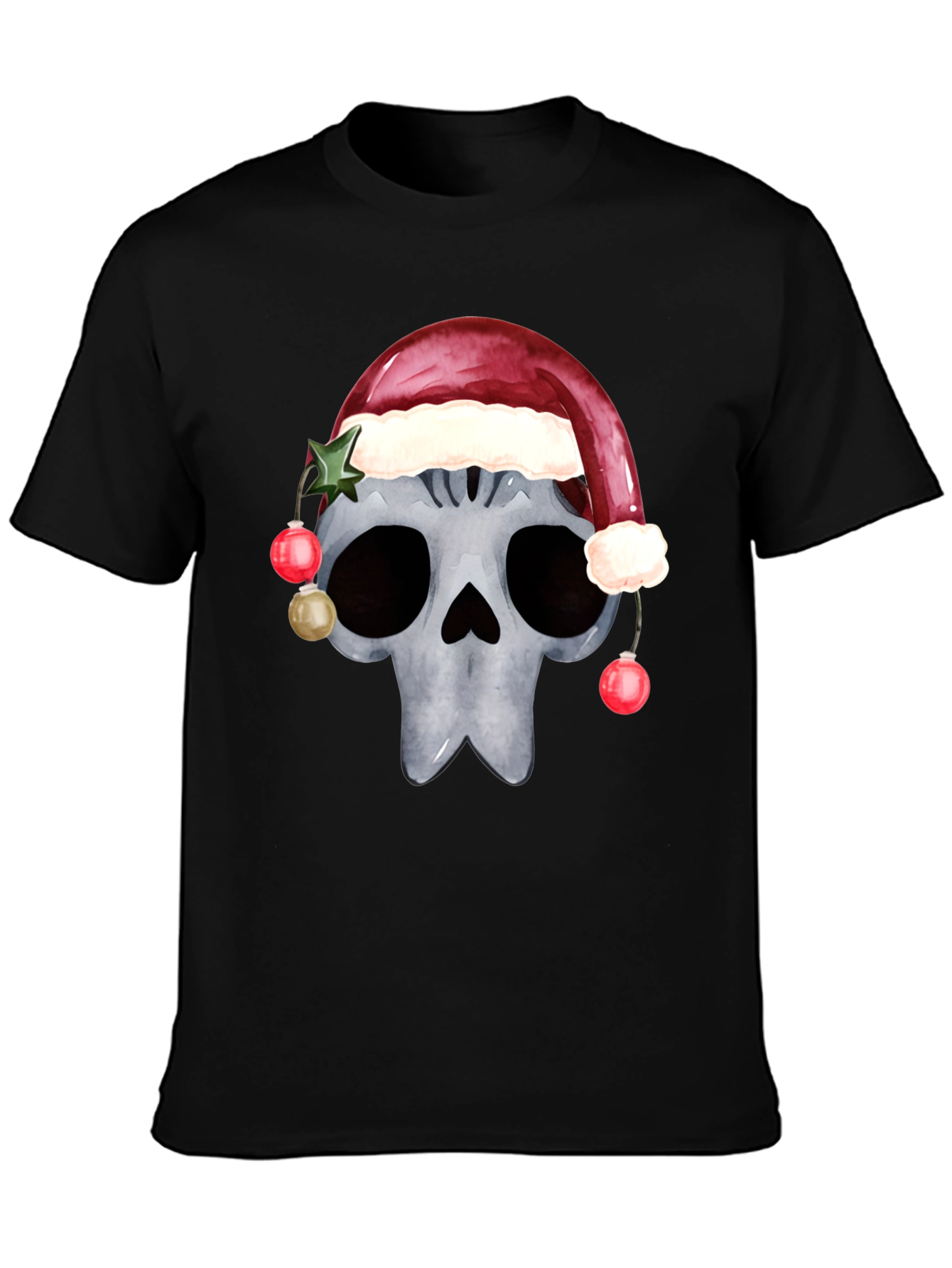 Skull with Santa Hat Christmas T-Shirt