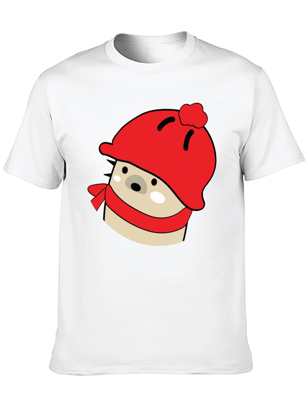 Cute Winter Hedgehog Graphic Tee - Black