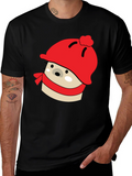 Cute Winter Hedgehog Graphic Tee - Black