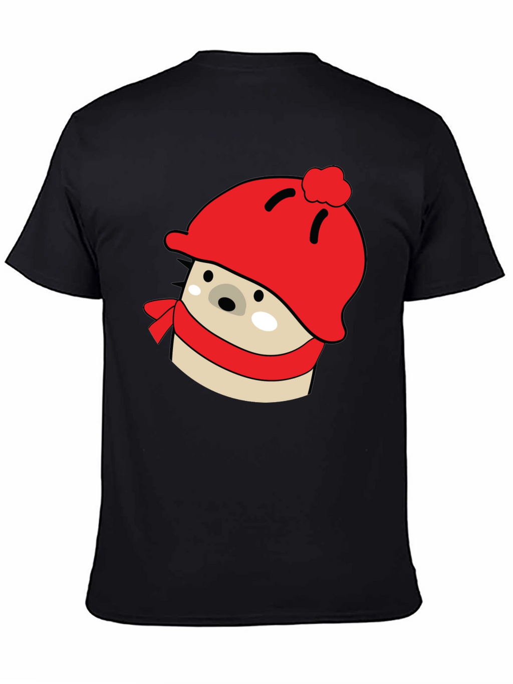 Cute Winter Hedgehog Graphic Tee - Black