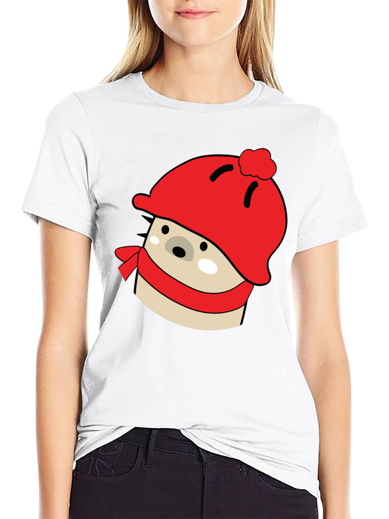 Cute Winter Hedgehog Graphic Tee - Black