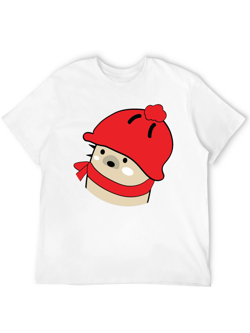 Cute Winter Hedgehog Graphic Tee - Black