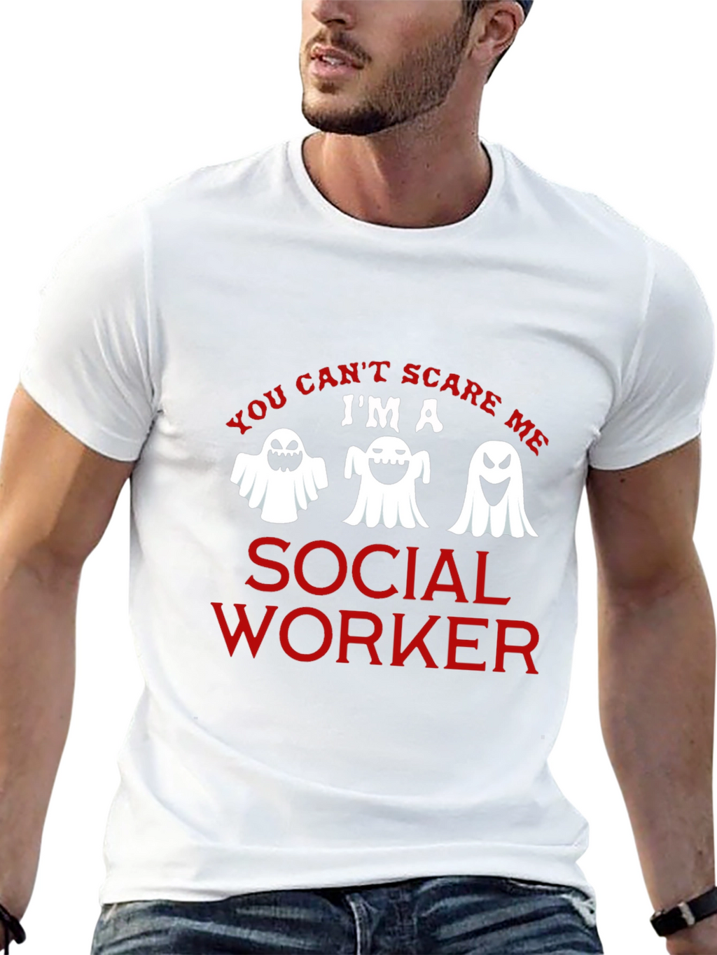 Social Worker Halloween Ghost Graphic T-Shirt