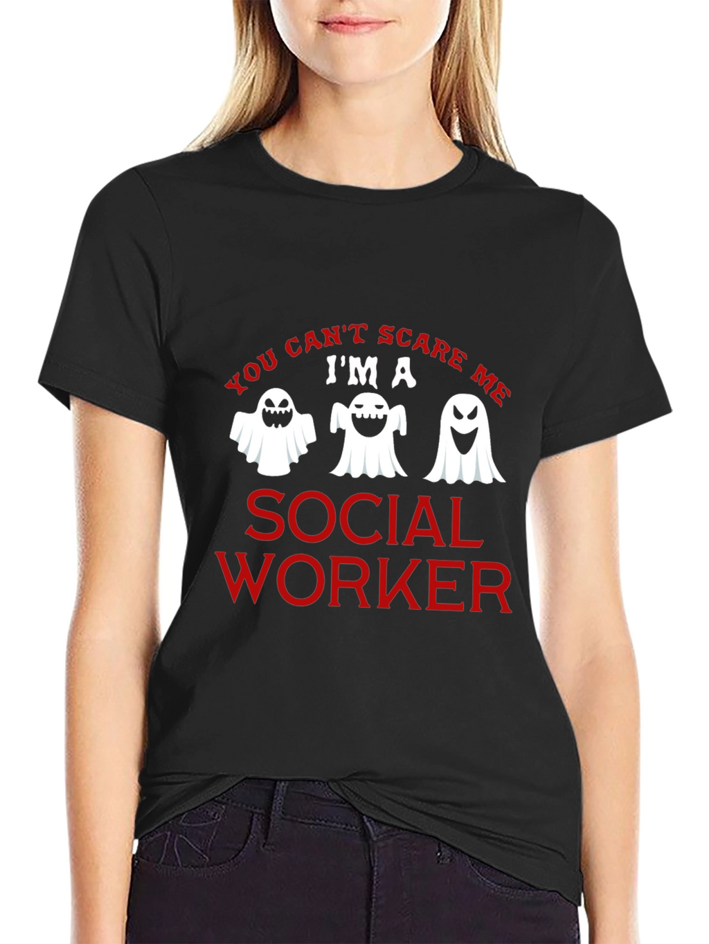 Social Worker Halloween Ghost Graphic T-Shirt