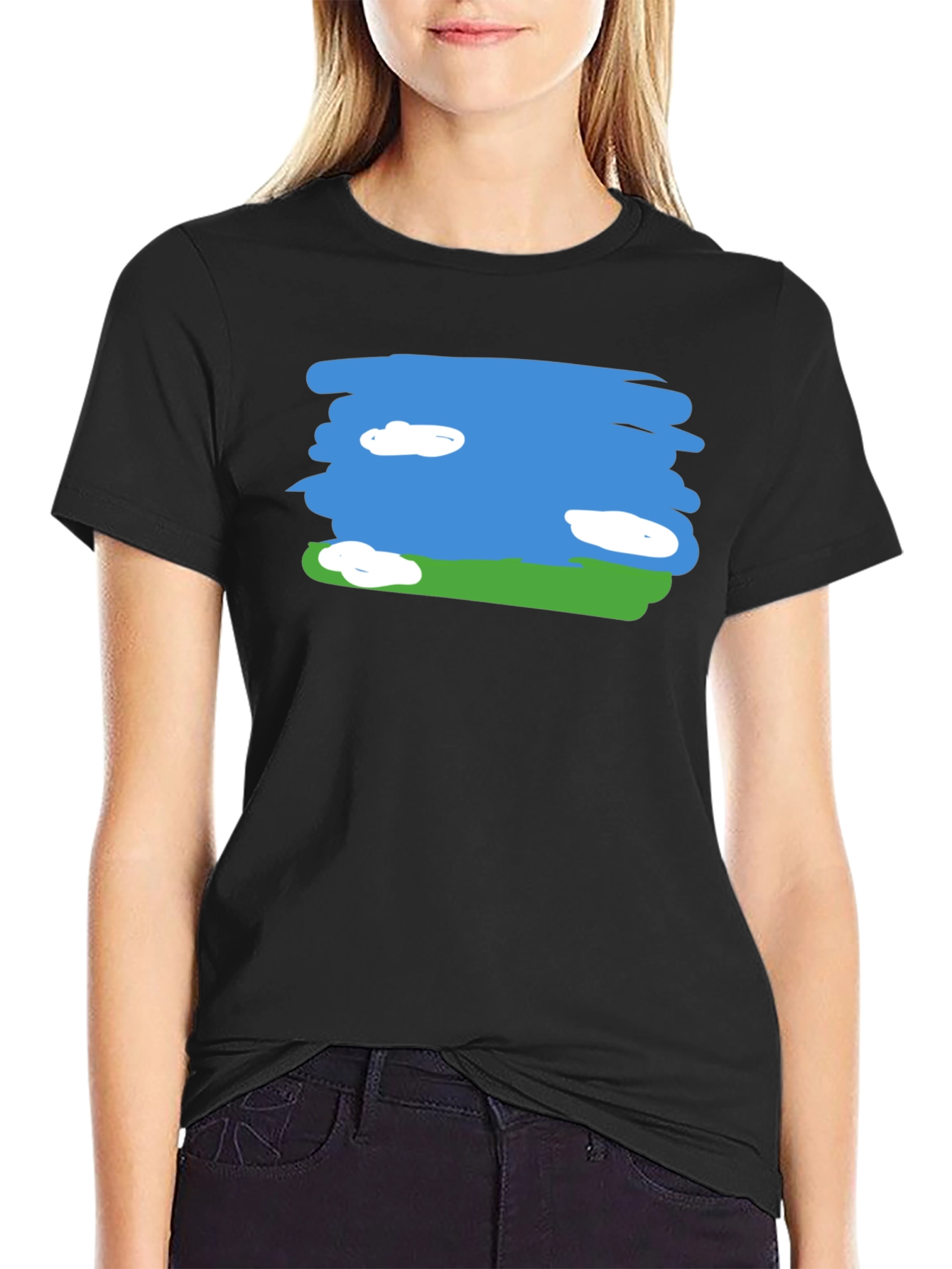 Sky and Field Graphic Tee - Black Cotton Casual