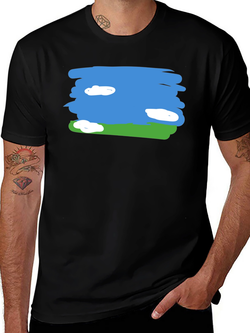 Sky and Field Graphic Tee - Black Cotton Casual