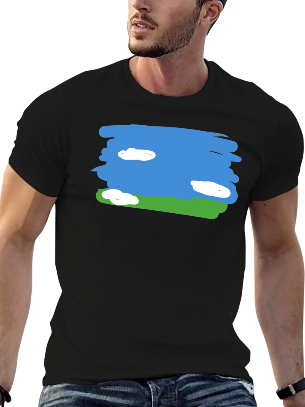 Sky and Field Graphic Tee - Black Cotton Casual