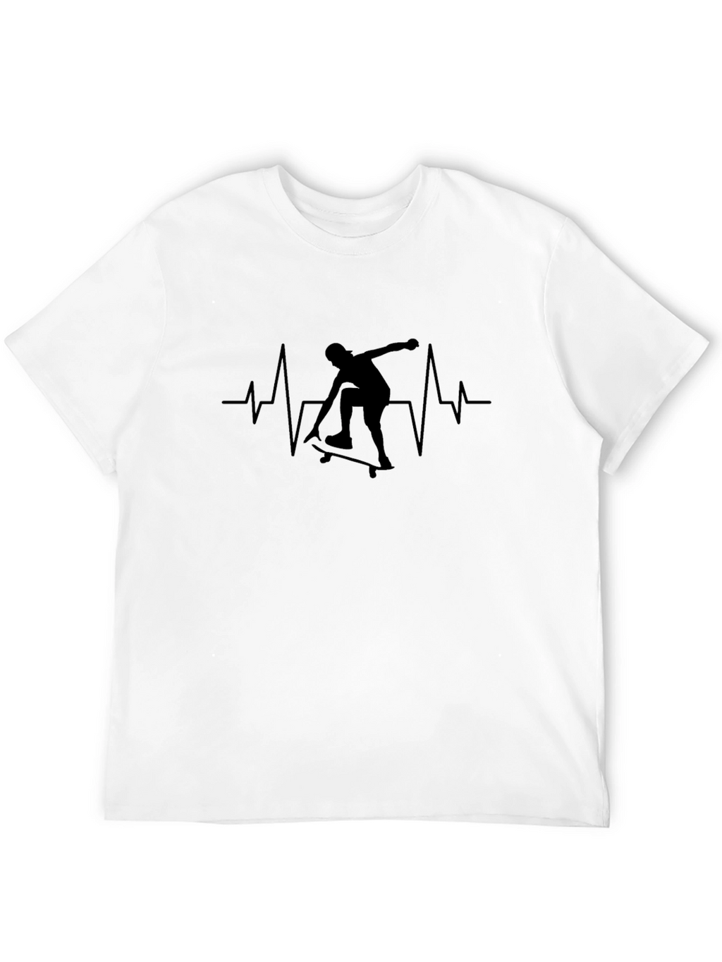 Skateboard Heartbeat T-Shirt - Black Graphic Tee