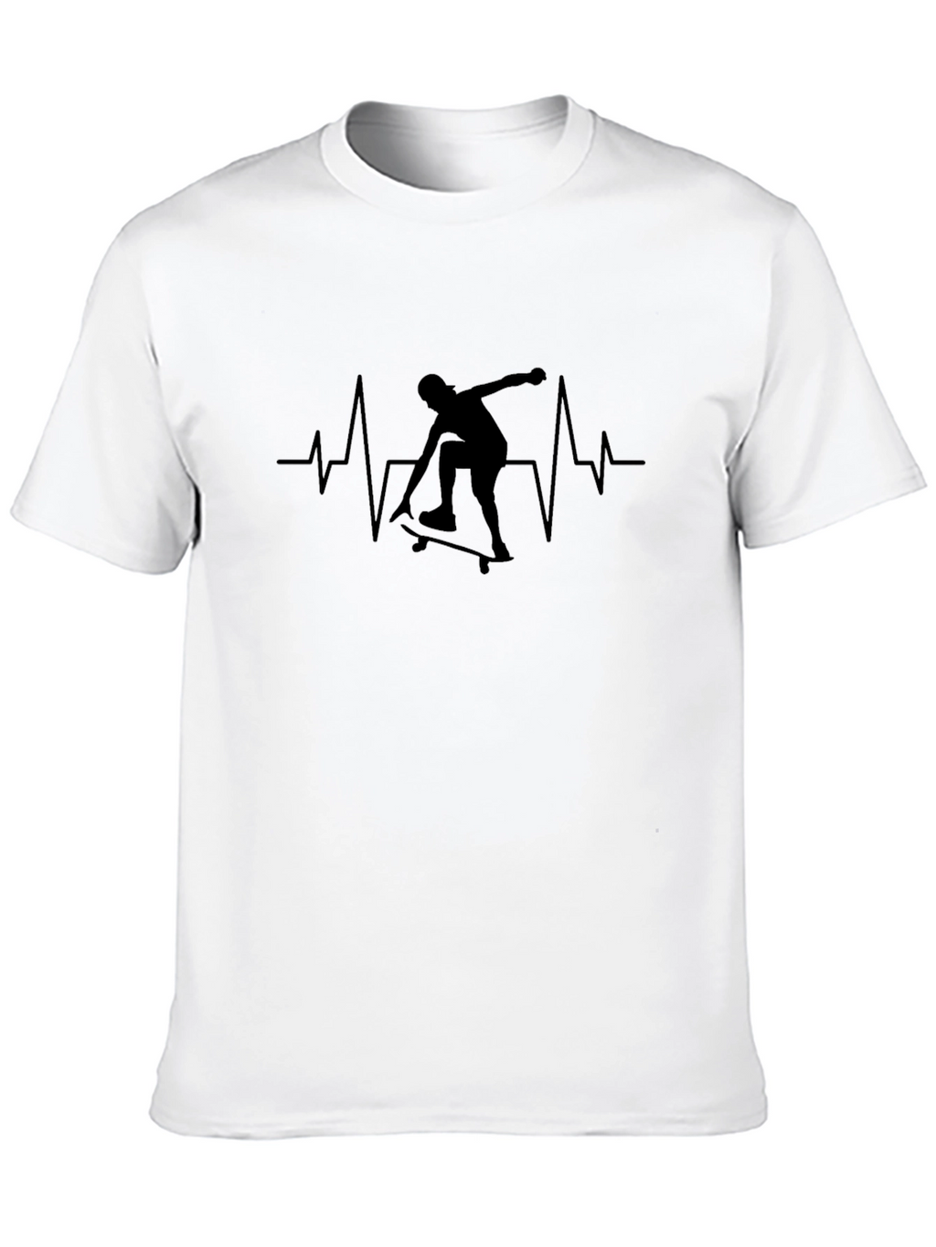 Skateboard Heartbeat T-Shirt - Black Graphic Tee