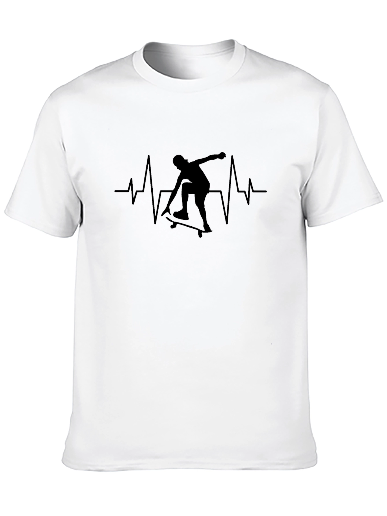 Skateboard Heartbeat T-Shirt - Black Graphic Tee