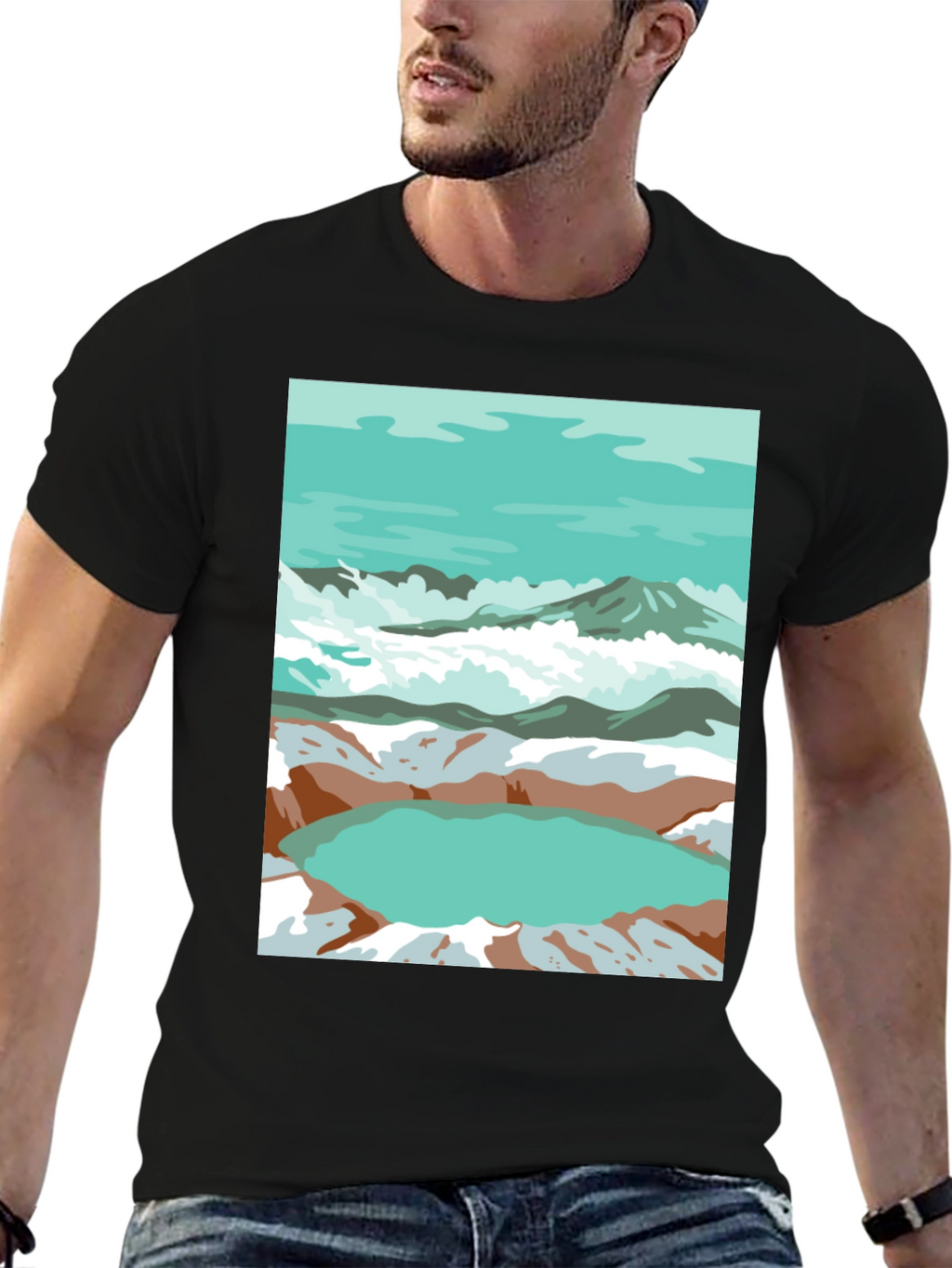 Mountain Lake Graphic Tee - Artistic Comfort